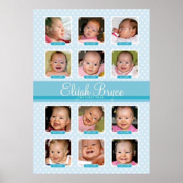 PÓSTER LOS PRIMEROS 12 MESES DE CUMPLEAÑOS DEL BEBÉ (Frente)