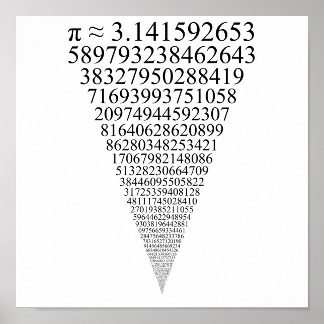 Póster Los primeros mil dígitos de Pi (se ven infinitos) (Frente)