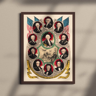 Póster Los primeros presidentes estadounidenses restaurar