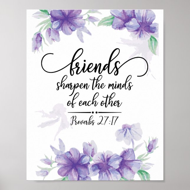 Póster Los proverbios 27:17 amigos ahondan las mentes (Frente)