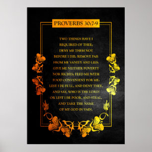 Póster Los proverbios 30:7-9 Verso de la Biblia
