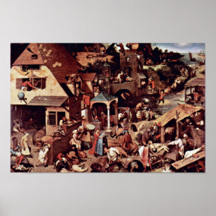 Póster Los Proverbios Holandeses Por Bruegel D. Ä. Pieter