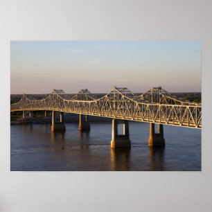 Póster Los puentes Natchez-Vidalia que recorren la