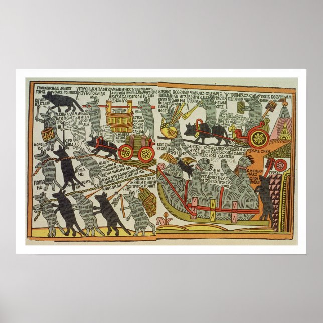 Póster Los ratones queman al gato, ruso, a finales del si (Frente)