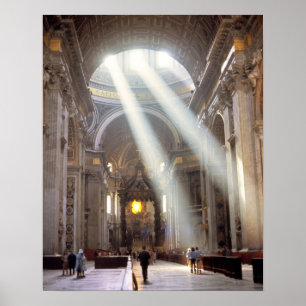 Póster Los rayos del sol fluyen por las ventanas