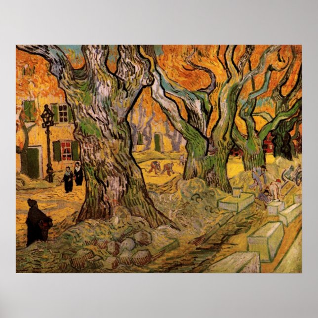Póster Los reparadores de caminos por Vincent van Gogh (Frente)