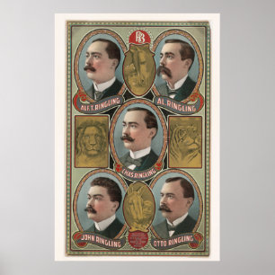 Póster Los retratos del busto de cinco hermanos anillados