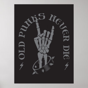 Póster Los rockeros de los viejos Punks grises y negros r