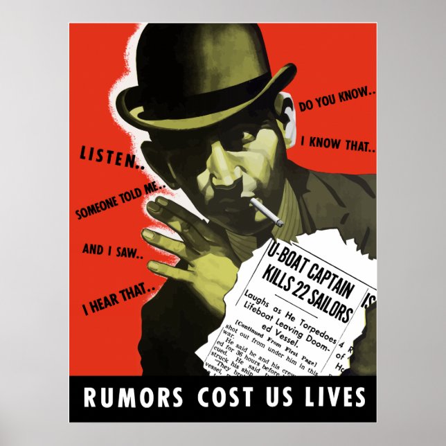 Póster Los Rumores Nos Costaron La Vida — Segunda Guerra  (Frente)