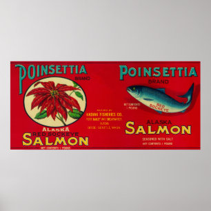 Póster Los salmones del Poinsettia pueden etiquetar