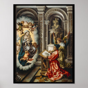 Póster Los santos con María y el Niño Jesús