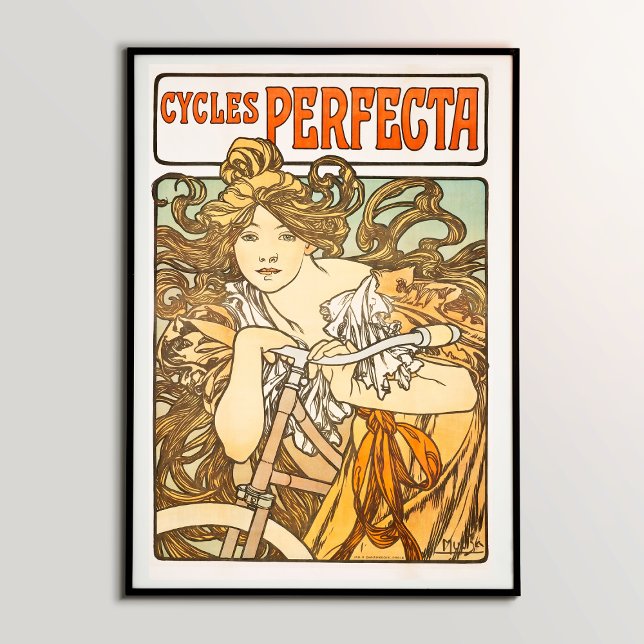 Póster Los secretos tras los ciclos Perfecta Alphonse Muc (Discovering the Mesmerizing Beauty of Cycles Perfecta (1897): Alphonse Mucha's Timeless Artwork)