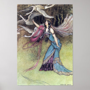 Póster Los seis cisnes de Warwick Goble Poster
