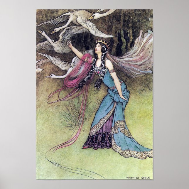 Póster Los seis cisnes de Warwick Goble Poster (Frente)