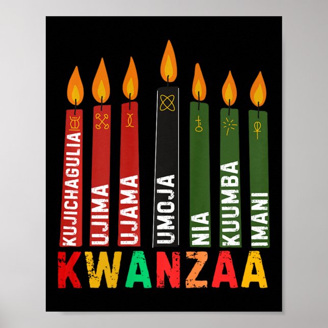 Póster Los Siete Principios De Kwanzaa Kinara Feliz Kwanz (Frente)