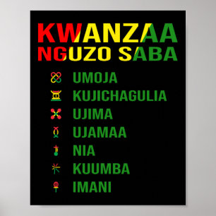 Póster Los Siete Principios De Kwanzaa - Nguzo Saba