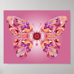 Póster Los sueños de la mariposa imprimen rosa y el