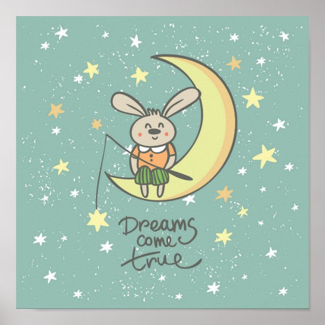 Póster Los sueños se hacen realidad | Bunny on the Moon (Frente)
