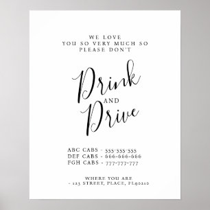Póster Los taxis fiestas modernos no beben ni manejan la 