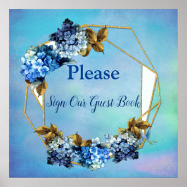 Póster Los tonos de las aguas azules Hydrangeas Libro de 