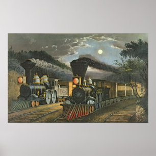 Póster Los trenes Lightning Express, 1863