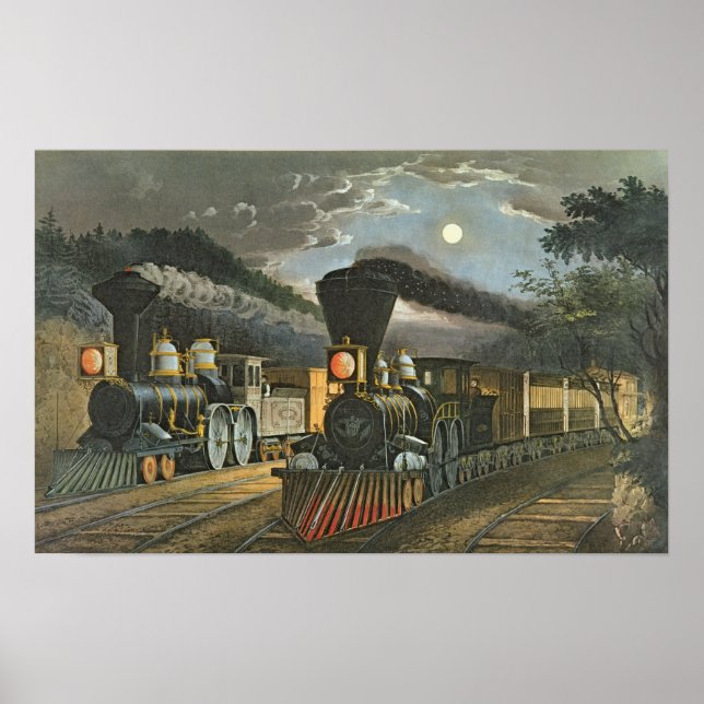 Póster Los trenes Lightning Express, 1863 (Frente)