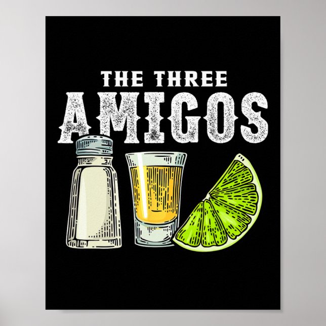 Póster Los tres amigos de la sal de lima Tequila Funny Ci (Frente)
