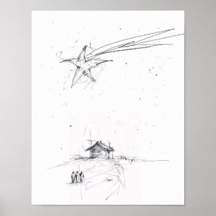 Póster Los Tres Reyes Magos – Boceto Minimalista de la Na