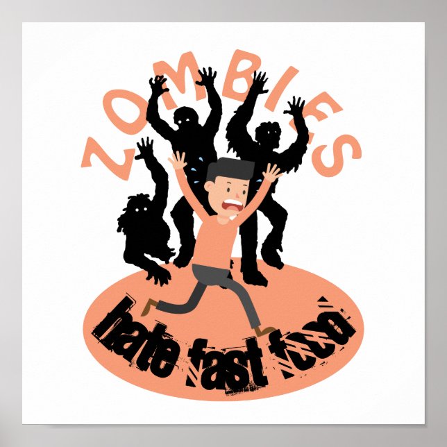 Póster Los zombies odian la comida rápida (Frente)