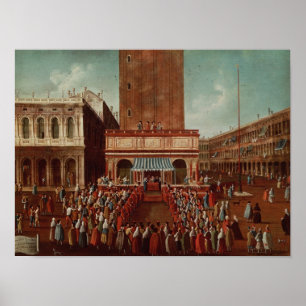 Póster Lotería pública en Loggetta, la plaza San
