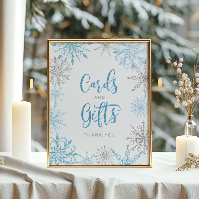 Póster Lotes de nieve de plata azul Tarjetas y regalos (Subido por el creador)