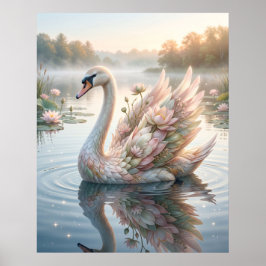 Póster Loto Cisne Amanecer Lago
