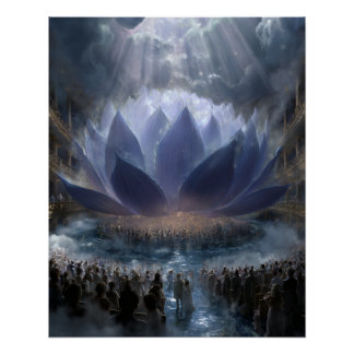 Póster Loto Cósmico Sagrado en Luz Celestial