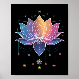Póster Loto Flor de Arcoíris Bohemio Yoga Flor de Loto _1