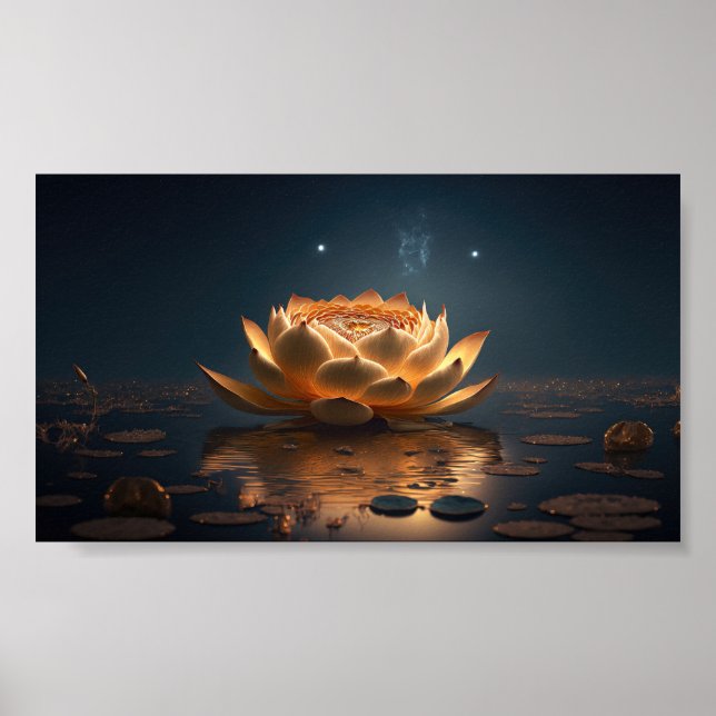 Póster Loto Hermoso, Lago, Zen Oscuro (Frente)