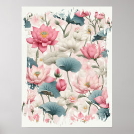Póster Loto romántico en rosa, crema y verde suave