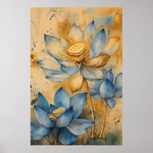 Póster Loto sagrado (Nelumbo nucifera), un icono acuático