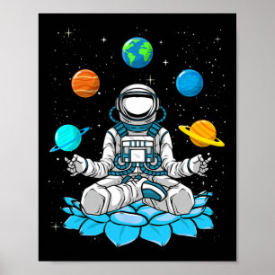 Póster Loto Vintage Meditación Astronauta Zen Yoga Planet