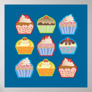 Póster Lotsa Cupcakes Blue Poster
