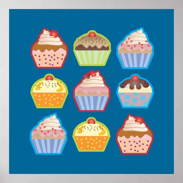 Póster Lotsa Cupcakes Blue Poster (Frente)