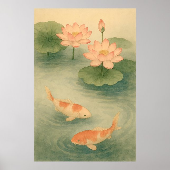 Póster Lotus Drift: Koi in Still Waters (Frente)