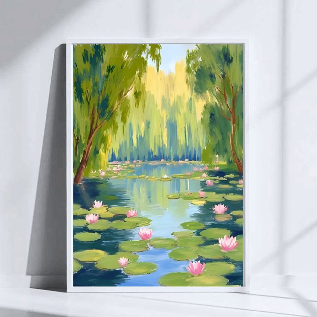 Póster Lotus Flower Pond | Green Watercolor Nature (Subido por el creador)