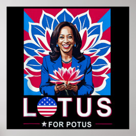 Póster Lotus For Potus USA Election Kamala Harris 2024