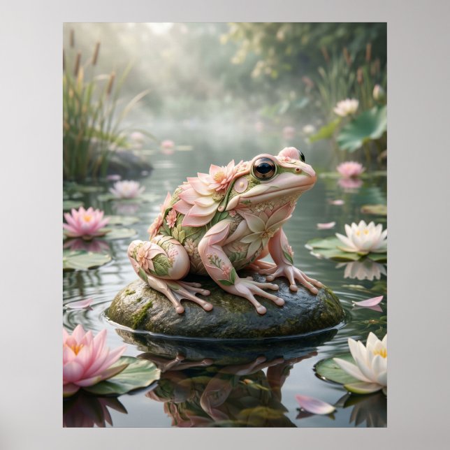 Póster Lotus Frog Zen Pond (Frente)