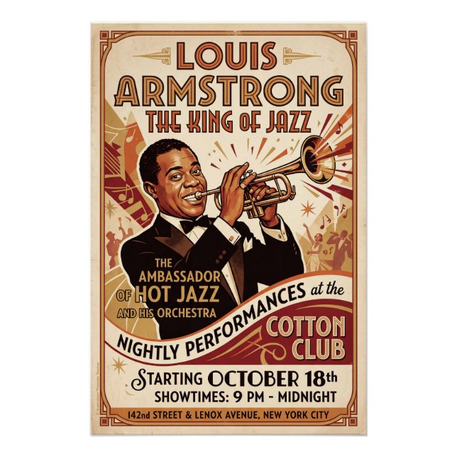 Póster Louis Armstrong – King of Jazz  (Anverso)