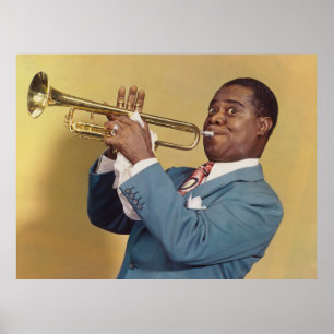 Póster Louis Armstrong - Retrato de Jazz de color