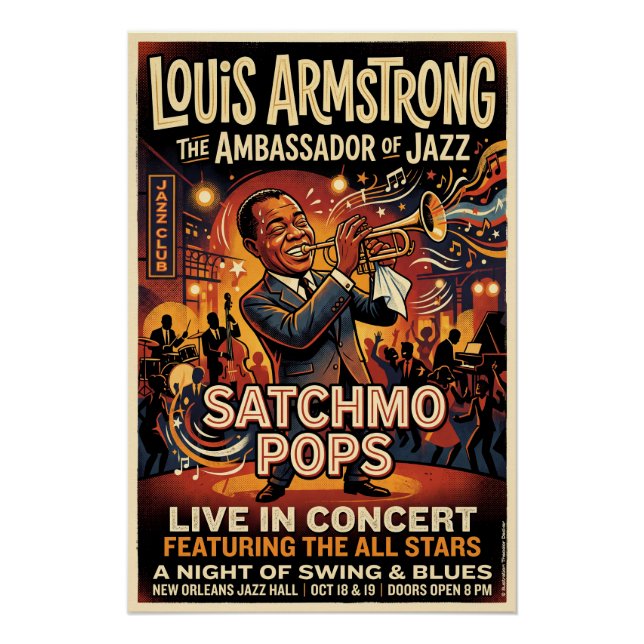 Póster Louis Armstrong – Satchmo Pops  (Anverso)
