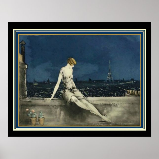 Póster Louis Icart "Balcony in Paris"  Deco Print 16x20 (Frente)