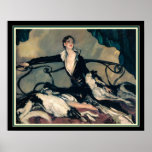 Póster Louis Icart "Chica con Greyhounds" 16 x 20<br><div class="desc">Impresión colorida de estilo Art Déco por Louis Icart</div>