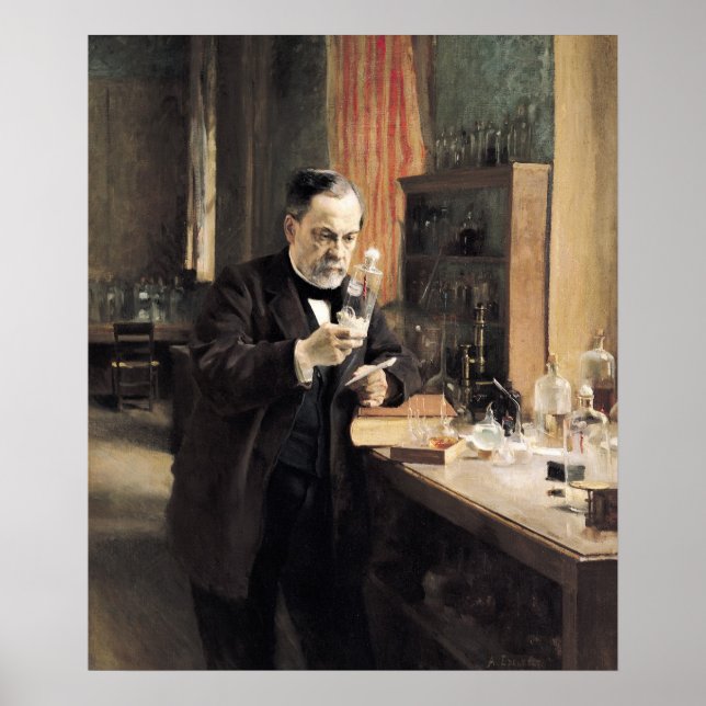 Póster Louis Pasteur en su laboratorio, 1885 (Frente)